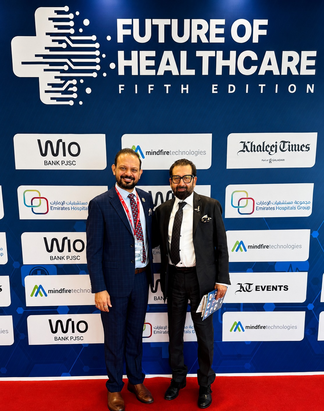 MAGICX founder Pradeep Kumar standing with a fellow professional at the Future of Healthcare fifth edition event