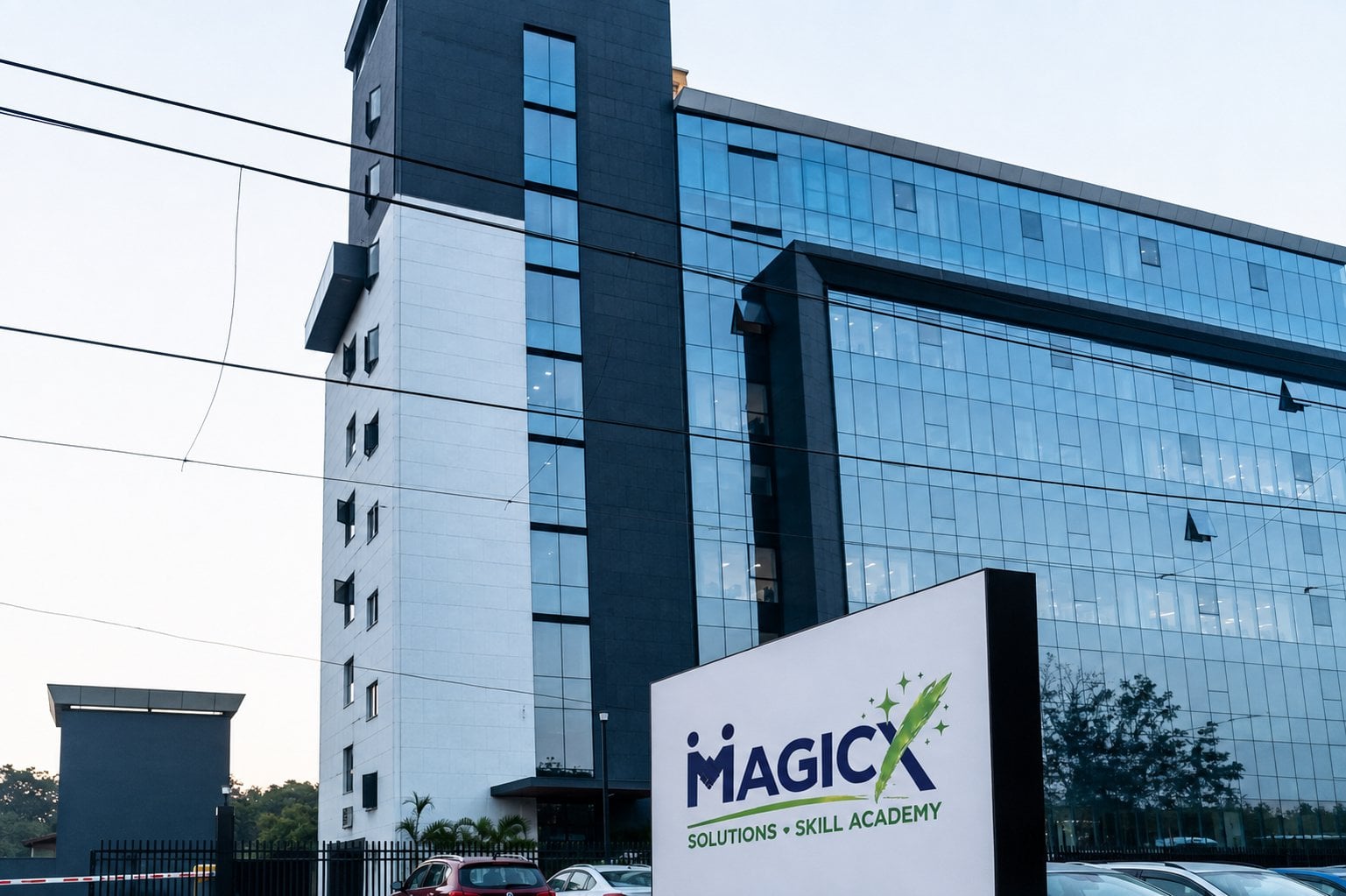 Exterior view of the MAGICX Solutions Skill Academy campus building